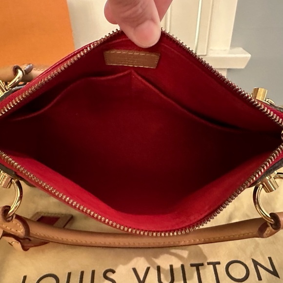 Louis Vuitton Monogram Canvas Red Leather V Tote Two-Way Handbag Purse - Picture 9 of 15